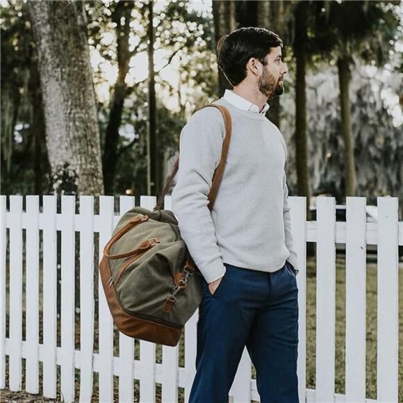 Newshows Weekender Bags for Men Canvas Travel Bag Carry On Overnight Duffle Bag